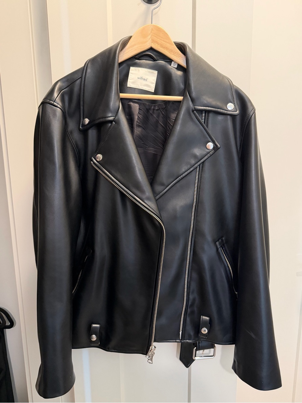 Wilfred Black Vegan Leather Moto Jacket